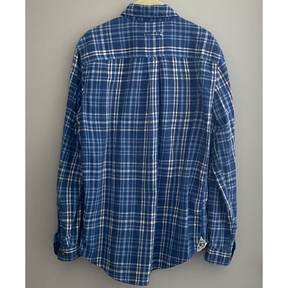 Boston Traders Plaid Flannel Shirt Sz. Small Button Front Down Blue White - Picture 4 of 9
